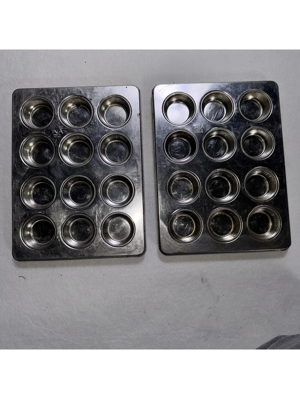 Vintage Aluminum Muffin Tin Lot Mirro TALA Chilton Mini Cupcake Popover Pans 5pc